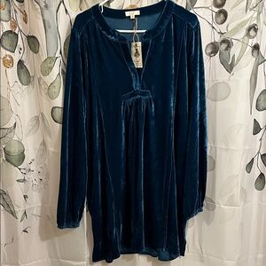 Easel Deep Teal Velvet Dress with pockets!